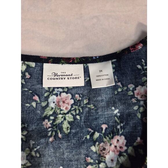 The Vermont Country Store Floral Corduroy Cotton Jumper Pinafore Dress Sz. 2X - Picture 5 of 7
